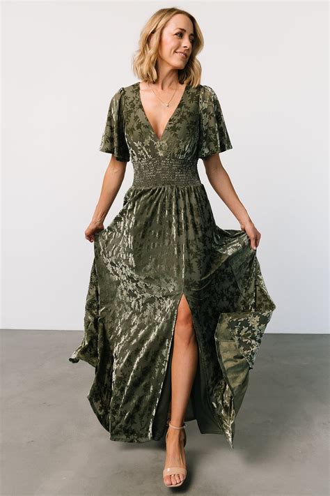 Veronica Velvet Maxi Dress | Dark Sage – Baltic Born