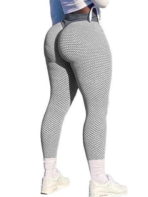 QRIC Women's High Waist Yoga Pants Seamless Ruched Booty Leggings