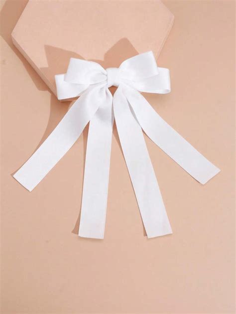 pc shiny satin ribbon bow barrette hair clip  large tail suitable