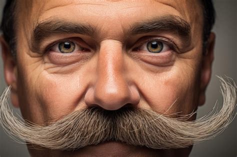 premium photo large male mustache closeup generative ai