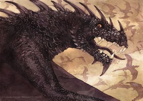 Ancalagon the Black, watercolour, 2012 | Tolkien, Tolkien illustration ...