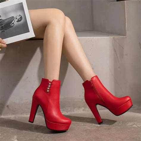 womens red high heel ankle boots  luulla