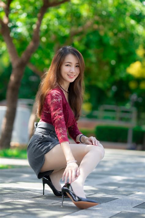 #1420869 Asian, Sitting, Legs, Shorts, Blouse, Hat - Rare Gallery HD