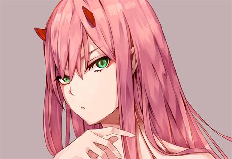 Zero Two HD Wallpaper: Enigmatic Pink-Haired Beauty