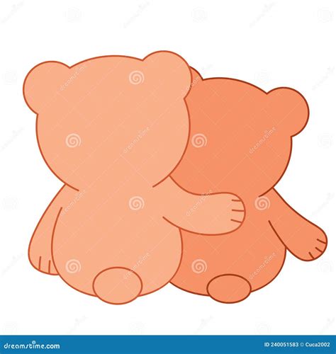 Dos Abrazos En Retrospectiva. Ilustración De Dibujos Animados Bonitos
