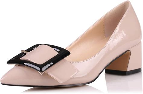 eldof pointed toe pumpsclassy  inches block heel chic pumps confort buckle heel  office