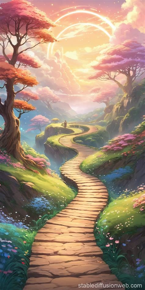 Ghibli-Style Magic Trail Landscape | Stable Diffusion Online