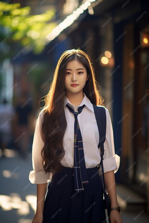 Premium Photo | Portrait of beautiful korean girl with long hair