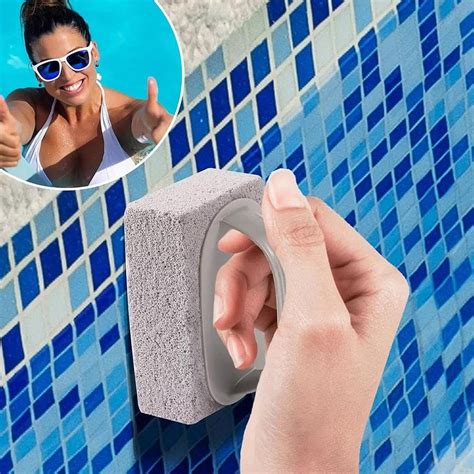 Hand-Held Pools Pumice Stone, Pool Cleaning Block with Handle, Swimming