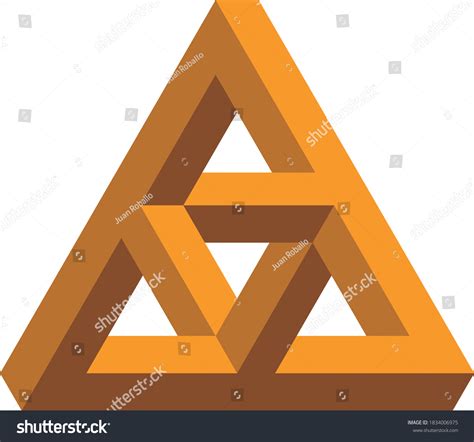 penrose triangle impossible shape optical illusion stock vector