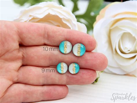 Titanium earrings Two tone studs round studs 9mm | Etsy