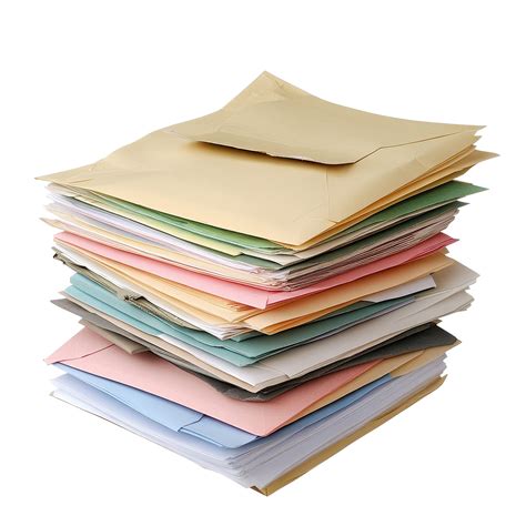 Stack of assorted envelopes and documents on a neutral background ready