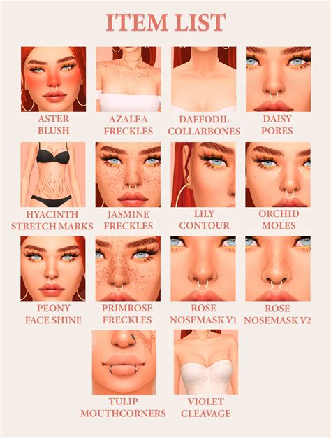 FLORAL - a skin detail cc pack by peachyfaerie | peachyfaerie in 2024