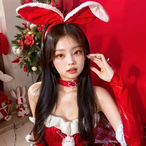 Araffe dressed in a red bunny costume posing for a picture - SeaArt AI