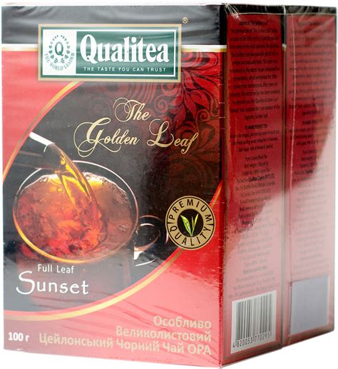 Упаковка крупнолистового рассыпного черного чая Qualitea Цейлон Sunset ...