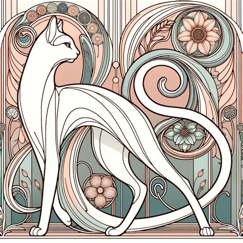 Art Nouveau Inspired Cat Art Print - 20th-century Art Nouveau - Gallery