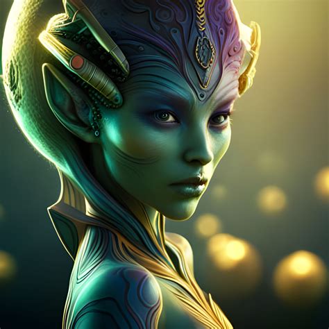 closeup of a beautiful female alien at a beauty contest - AI Generated