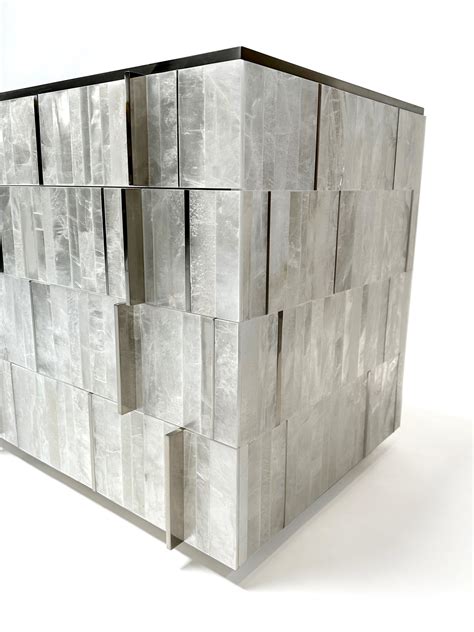 Mosaic Sideboard in Selenite and Bronze on White Ground — Newell Design
