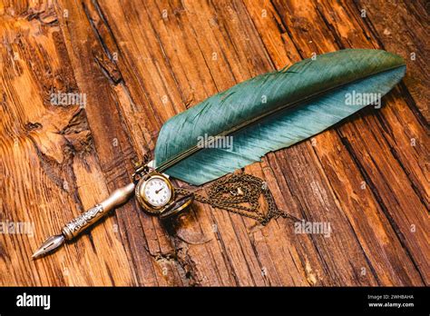 quill   wooden desk    office retro style