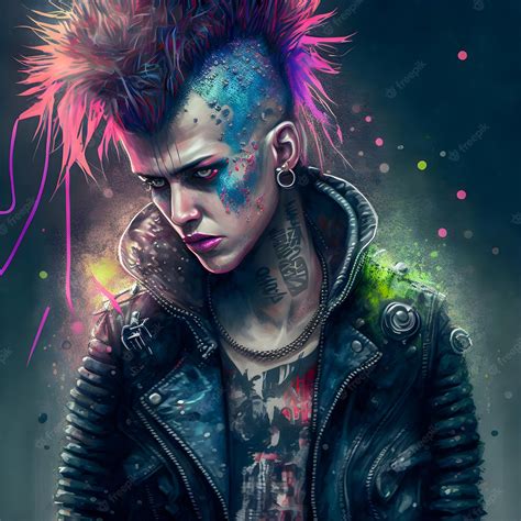 Premium Photo | Cyberpunk punkrock hand drawn manga and anime character