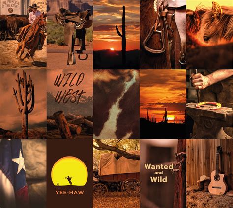 Cowgirl Photo Wall Collage Kit Western Girl Rust Vintage | Etsy