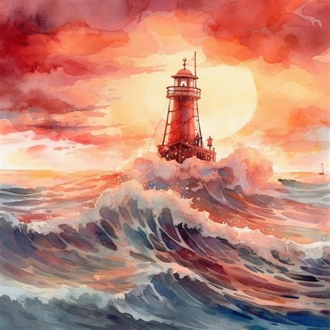 lighthouse painting images    freepik