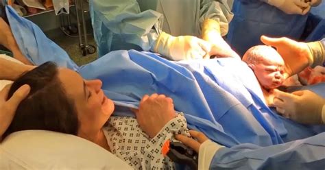 Watch woman give birth through 'natural caesarean' as amazing footage ...