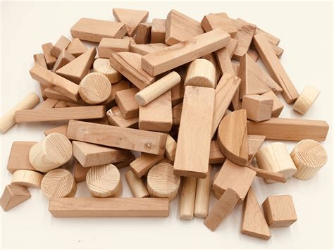 Handmade Wooden Toy Building Blocks - Set of 150 Blocks - Building Toys ...