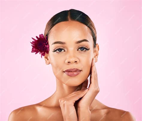premium photo skincare cosmetics  portrait  woman  flower