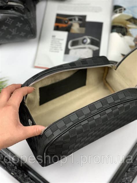 Мужская Женская Сумка Барсетка Louis Vuitton Серая Шашка Сумка Несессер ...