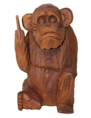 extra large  hand carved wooden monkey  middle finger bad statue