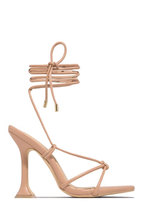 Miss Lola | Nude Lace Up High Heels – MISS LOLA