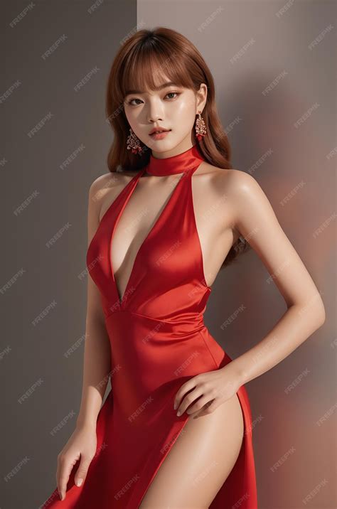 Premium Photo | Pretty sexy Asian woman model wearing luxury red dress