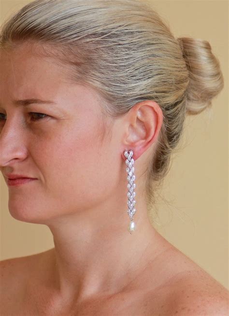 Rose Gold Earrings, Rose Gold Crystal Earrings, Long Crystal Earrings