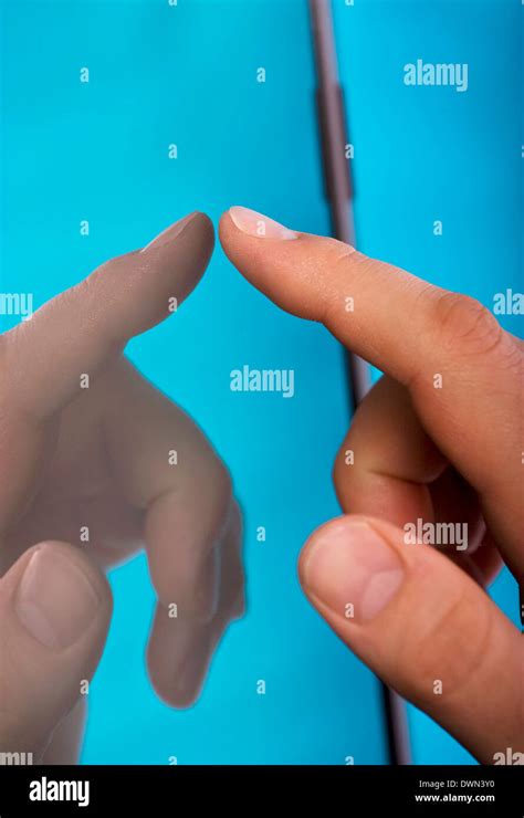hand typing touch screen lcd  res stock photography  images alamy