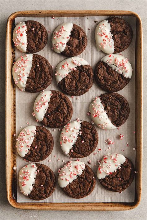 Brownie Cookie Recipe Dipped in Peppermint White Chocolate | PBPC