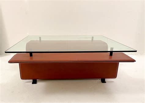 Mid Century Modern Leather & Glass Coffee Table - Living in Style Gallery
