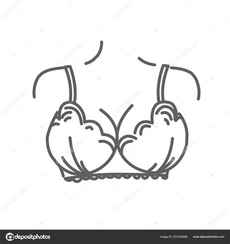 Big beautiful breast in bra doodle icon. Chest form. — Stock Photo