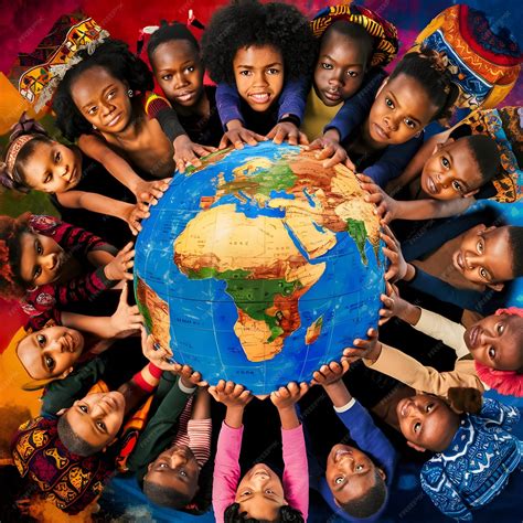 Premium Photo | African children holding the globe in their hands