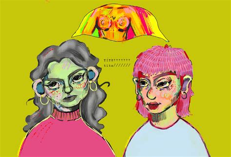 Boob Tits Girls Gay LGBTQ Lesbian thinking About Tits Art Print Poster