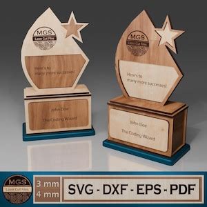Laser Cut Trophy SVG File, Personalized Award Digital Template ...