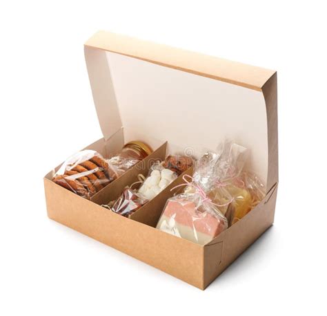 stylish gift set  box isolated  white stock photo image