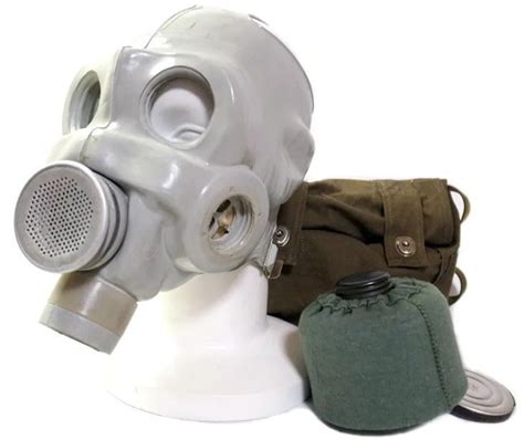 Vintage Bulgarian New Gas Mask PMG + filter + bag, White, Bulgarian Gas ...