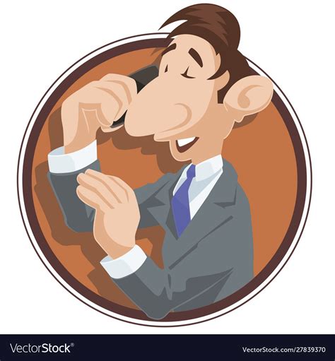 Man is talking on phone funny little people Vector Image