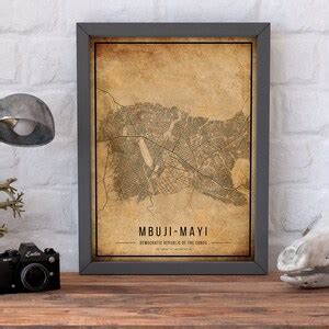 Mbuji-mayi Vintage Map Poster Mbuji-mayi Old Map Grunge - Etsy