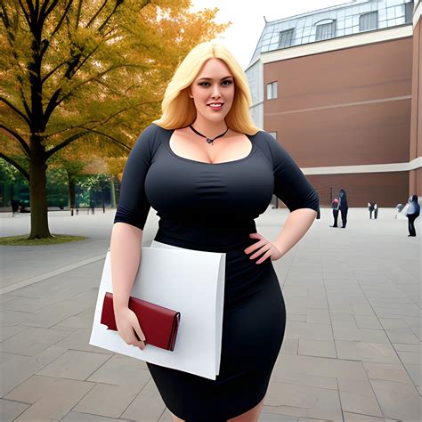huge and very tall friendly blonde plus size girl with small head and