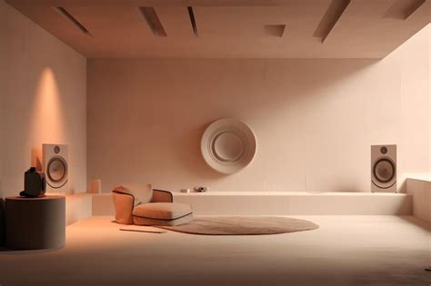 Premium AI Image | A room with a minimalist wall mounted sound system