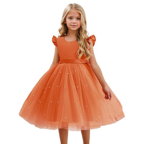 Angala Girls Dresses Flutter Sleeve V Neck Dress For Casual Outdoor