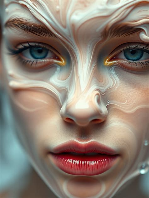 captivating portrait   young woman  artistic swirls   face