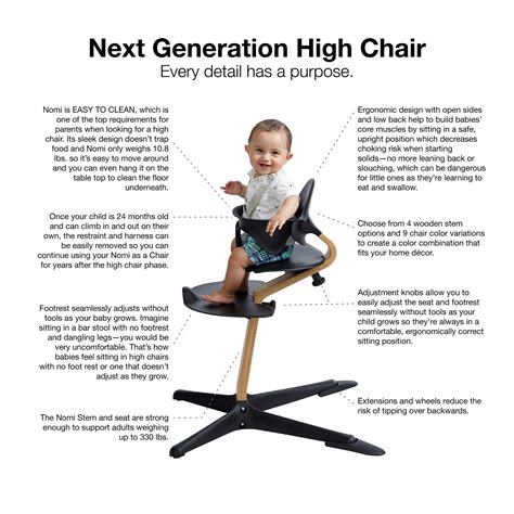 Nomi High Chair, Anthracite – White Oak Wood, Modern Scandinavian